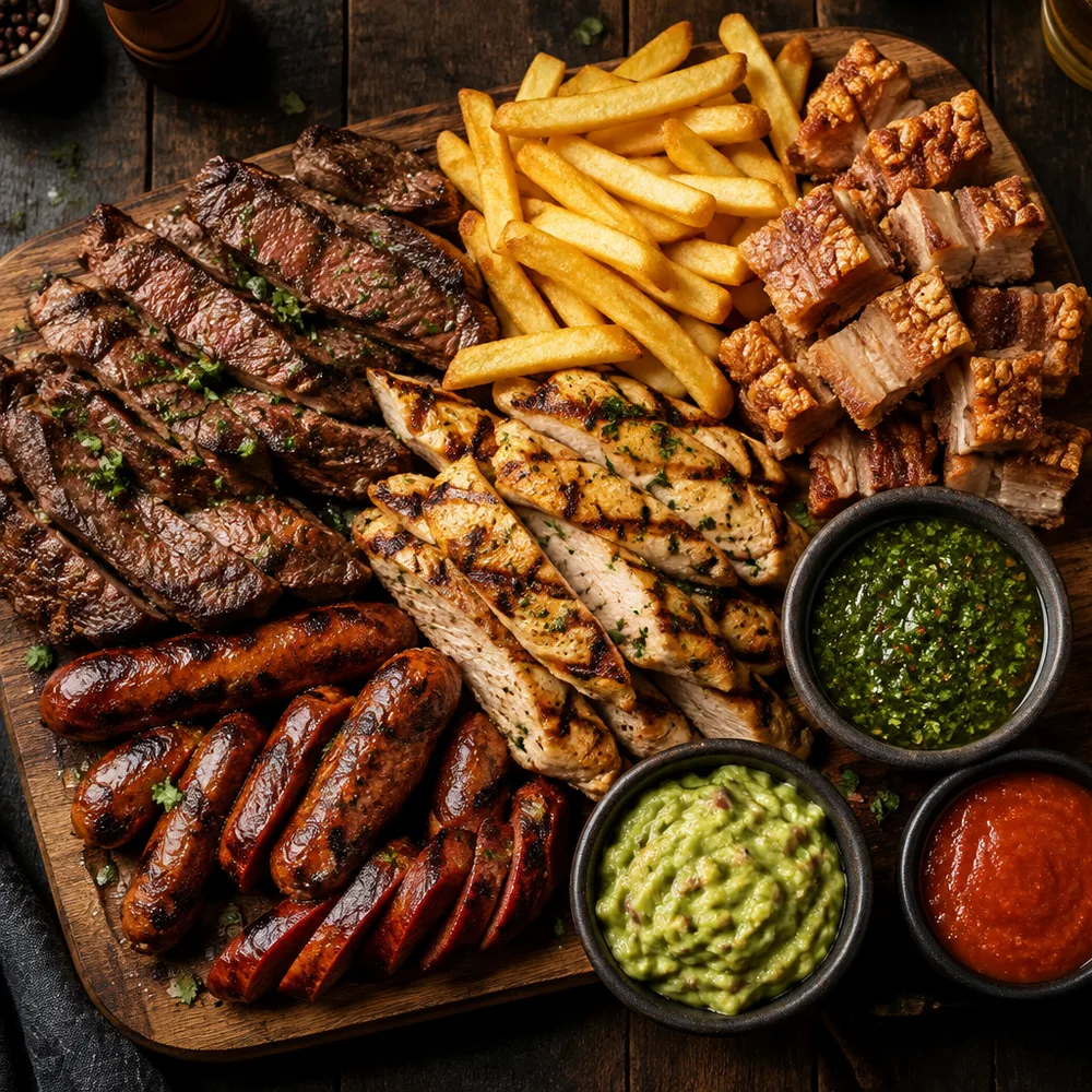 Picada familiar con carne, pollo, chorizo y chicharrón